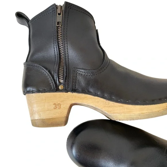 No. 6 black leather clog ankle boots - Picture 12 of 14